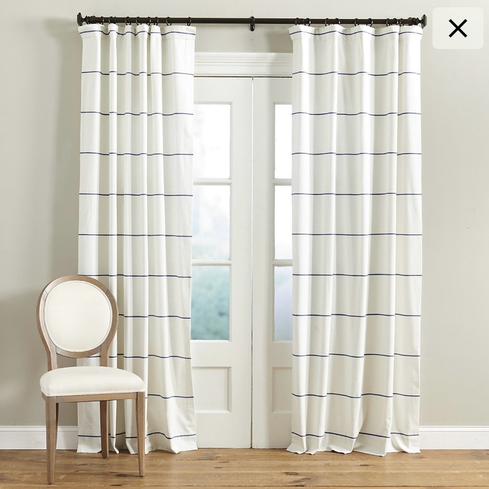 Bowen Striped Drapery Panels - Indigo, Set of 4